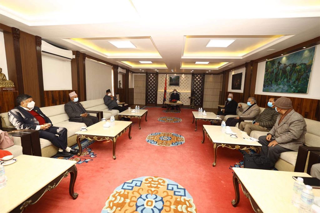 सत्ता गठबन्धनका नेताहरु स्थानीय तहको निर्वाचन वैशाखमै गर्न सहमत सत्ता गठबन्धनका नेताहरु स्थानीय तहको निर्वाचन वैशाखमै गर्न सहमत
